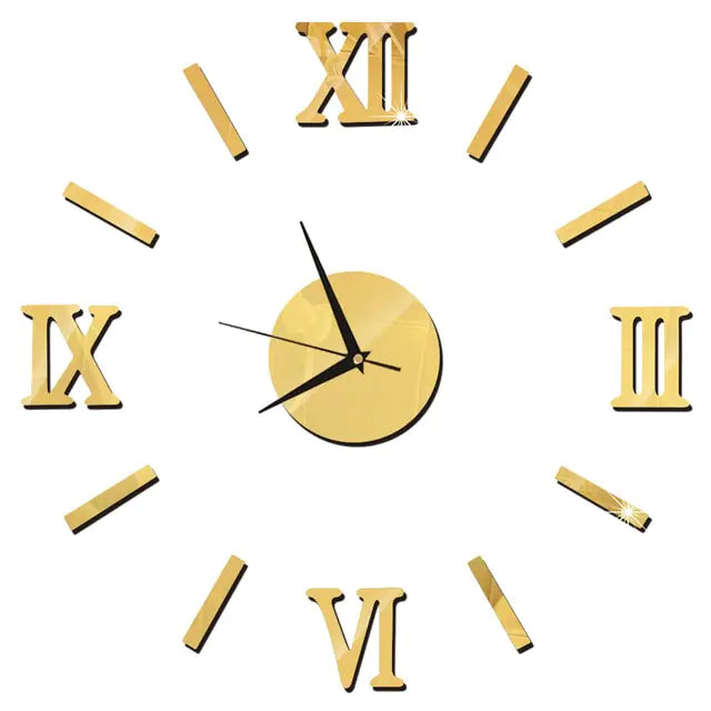 3D Acrylic Roman Numeral Wall Clock - Modern DIY Home Decor